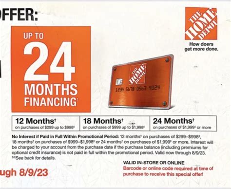 home depot credit card coupon offers