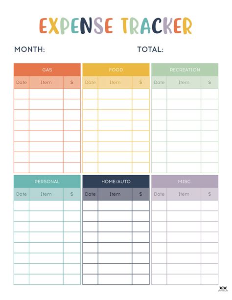 Home Expense Log Printable