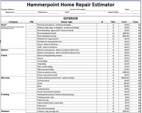 home inspection and repair costs