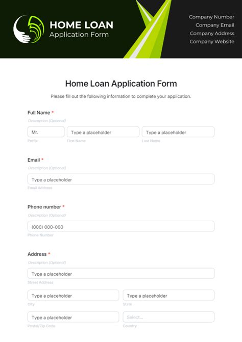 home loan application form template