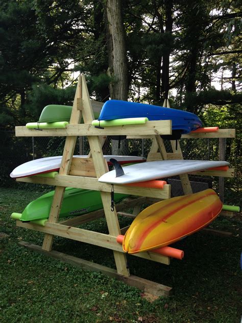 Homemade PVC kayak rack , can store 4 kayaks,paddles ,kayak car rack
