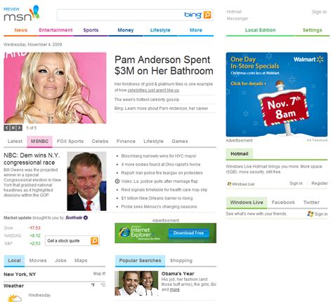 home page for msn.com