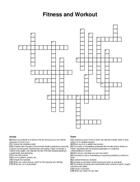 home workout selection crossword