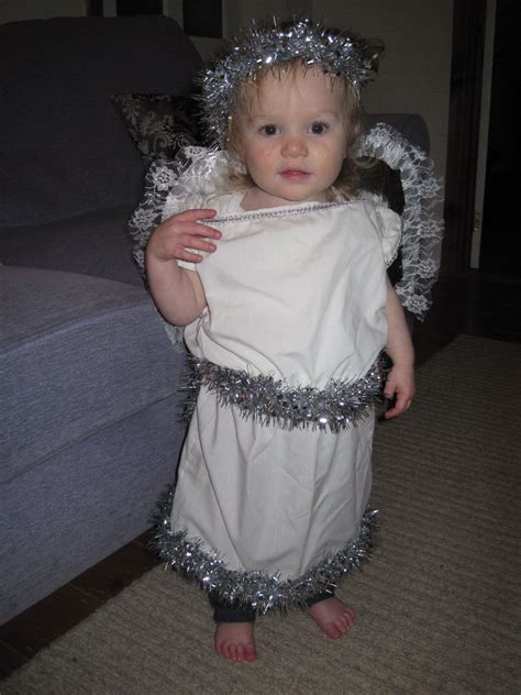 Pillowcase dress adapted to make angel costume for nativity. Angel