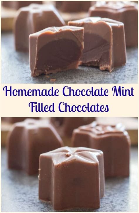 homemade chocolate mint filled chocolates
