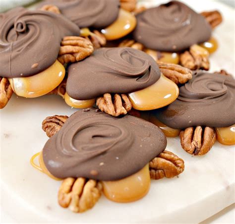 homemade turtle candy with pecans and caramel