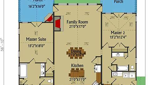 5 Bedroom House Plans With 2 Master Suites - Eclectic Dining Room