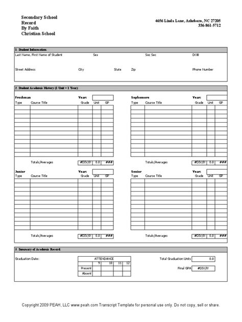 Homeschool Transcript Free Printable;