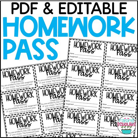 Homework Pass Printable Free