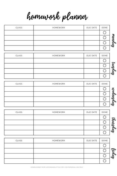 Homework Printable For Studrnts