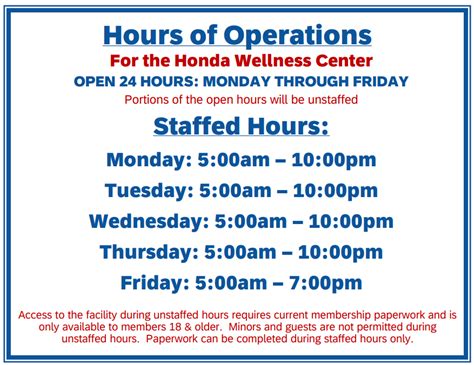honda service hours of operation