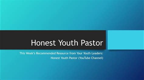 honest youth pastor youtube