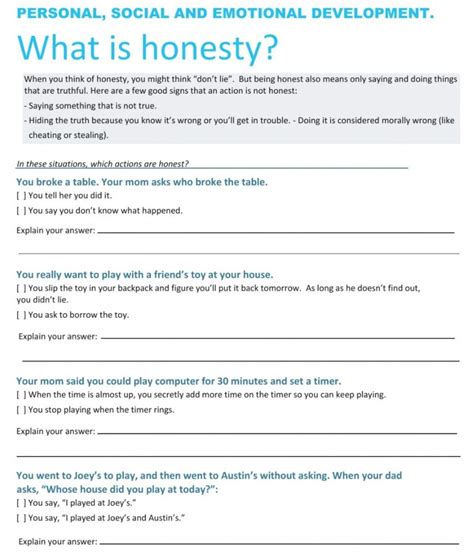 Honesty In Recovery Worksheet Pdf