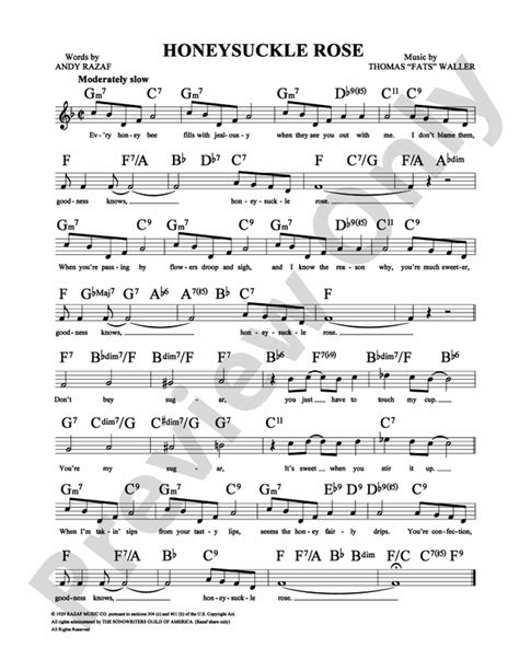 Honeysuckle Rose Lead Sheet