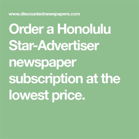 honolulu advertiser subscription