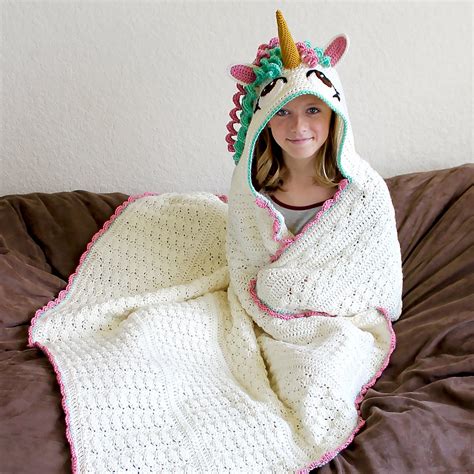 hooded unicorn blanket crochet pattern free