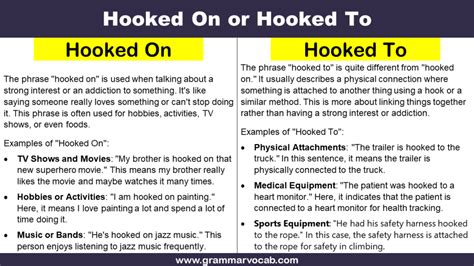 hooked with or hooked to