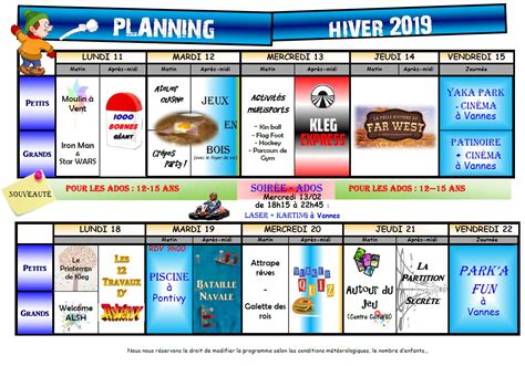 horaires accueil de loisirs