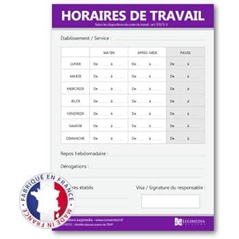 horaires de travail en france