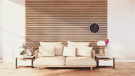 horizontal wood paneling accent wall