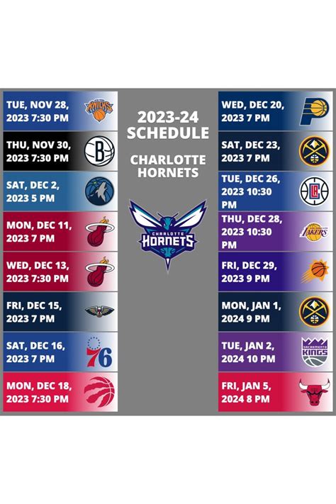 hornets 2023 2024 schedule