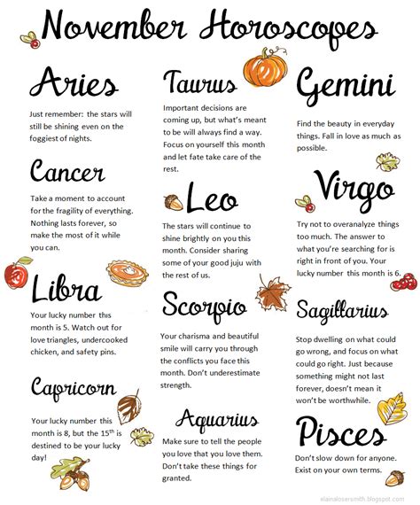 Horoscopes For November