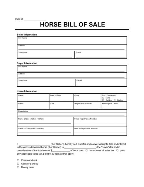 Free Printable Horse Bill Of Sale Form Images and Photos finder