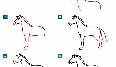 Stepbystep instructions for drawing a horse. This uses