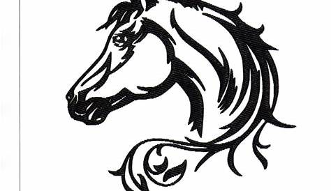Horse Head Outline Embroidery Design