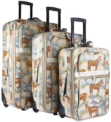 (MWL05L00126) Western Horse Art 3Piece Wheeled Luggage Set