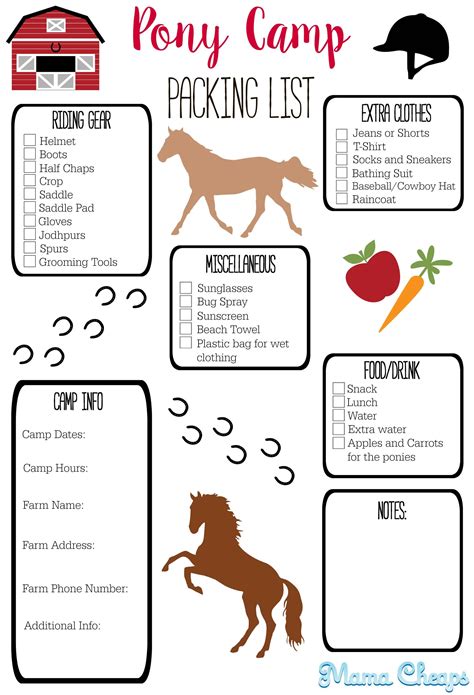 horse camp packing list