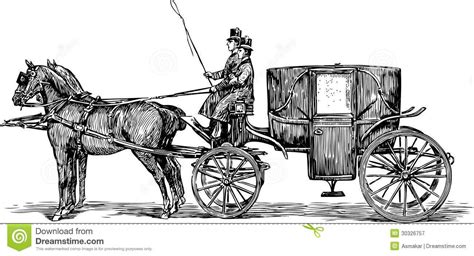 horse driving cart drawing