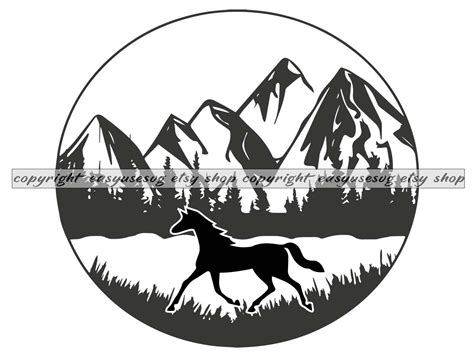 horse with mountains svg