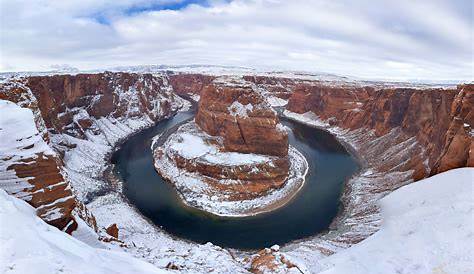 A winter scene of Horseshoe Bend in Arizona. The