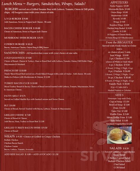 horseshoe tavern menu