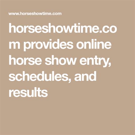 horseshowtime schedule