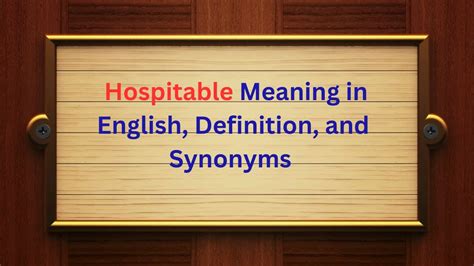 Hospitable Thesaurus