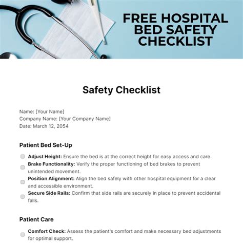 Hospital Bed Documentation Checklist