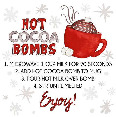 Hot Cocoa Bomb instruction sheet, hot cocoa bombs, HCB instructions