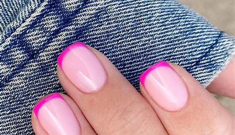 Hot Pink French Nails Short Instagram Tip Acrylic Round