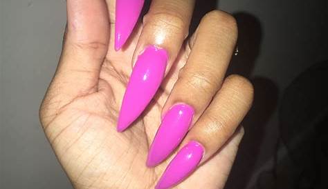 Neon hot pink matte stiletto nails Pink stiletto nails
