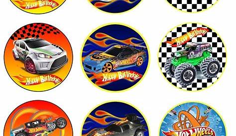 12 Hot Wheels Edible Frosting Image Cupcake and Cookie Toppers