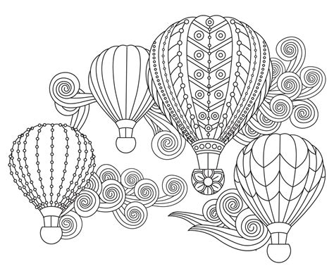 hot air balloon adult coloring pages