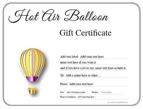 hot air balloon gift certificate