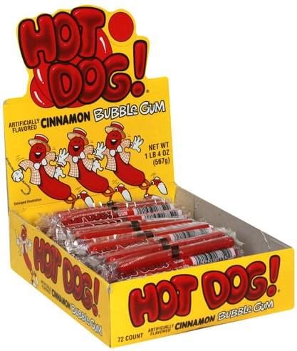 hot dog cinnamon bubble gum 72ct