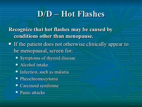 hot flashes differential diagnosis