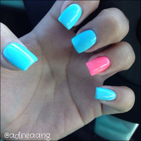 Pink and blue short nail design Short nail designs, Nails, Nail designs