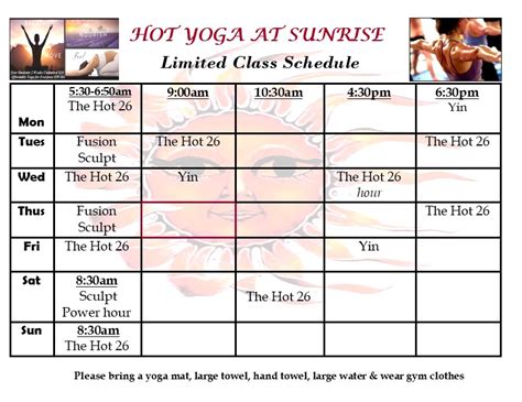 hot yoga university schedule