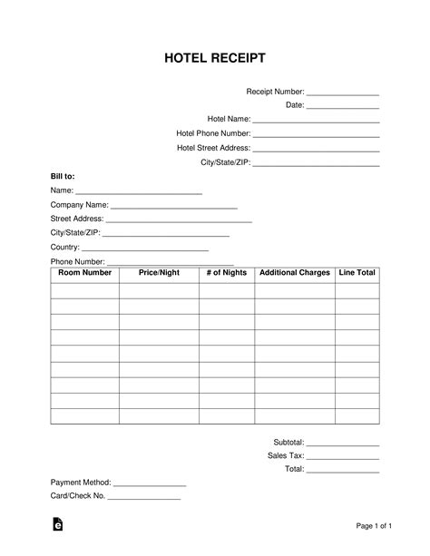 28 Free Hotel Receipt (Invoice) Templates Word PDF Excel