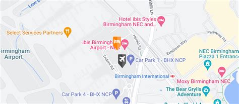 hotel and parking birmingham airport map